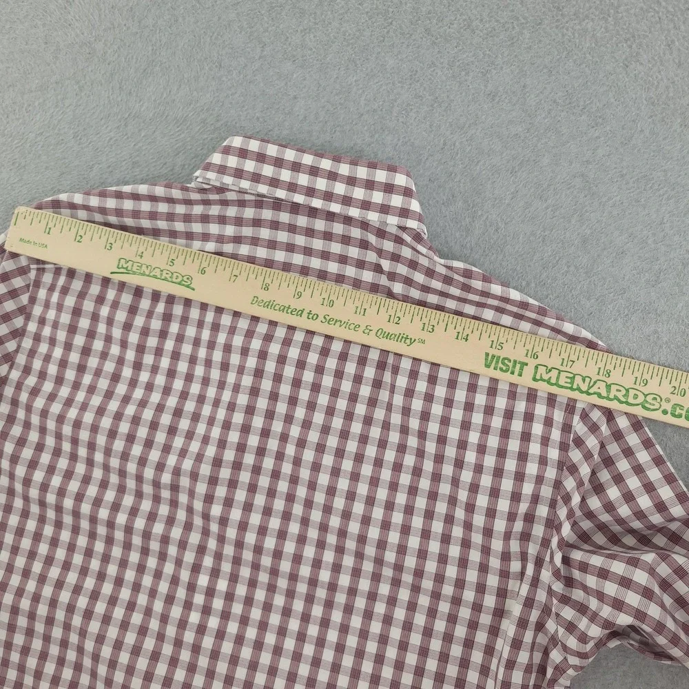 Banana Republic Dress Shirt Mens 15.5 34/35 Red Gingham Slim Fit Non Iron Cotton